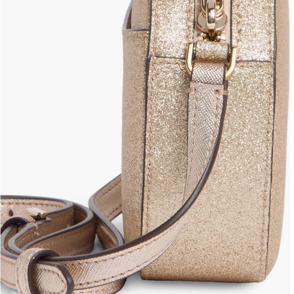 NEW Kate Spade New York Oval Camera Bag Gold Glitter Crossbody Bag NWT - Picture 3 of 6